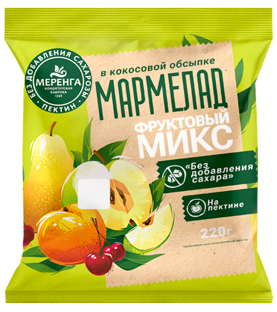 №1 Меренга Мармелад без сахара в кокосовой обсыпке Фруктовый микс, 220г   в Щёкино